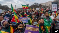 Manifestation de membres de la diaspora éthiopienne et érythréenne à Washington, aux États-Unis, le 10 décembre 2021.
