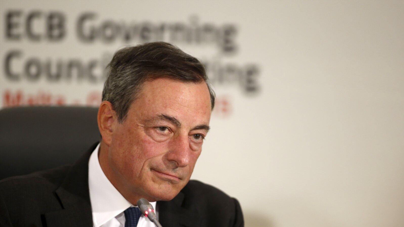 FILE - European Central Bank (ECB) president Mario Draghi addresses a news conference after a meeting of the ECB Governing Council in St Julian's, outside Valletta, Malta, Oct. 22, 2015. 