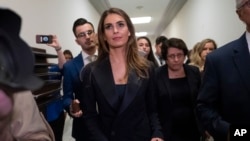 Former White House communications director Hope Hicks departs after a closed-door interview with the House Judiciary Committee on Capitol Hill in Washington, June 19, 2019. 