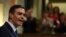 Spain's acting Prime Minister Pedro Sanchez speaks during the investiture debate at the Parliament in Madrid, Jan. 5, 2020.