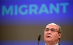 FILE - Antonio Vitorino, Director General of the International Organization for Migration, attends a news conference in Brussels, Belgium, Oct. 29, 2019.