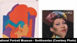 Retratos de Aretha Franklin por Glazer e Warhol. Cortesia do Museu dos Retratos do Smithsonian