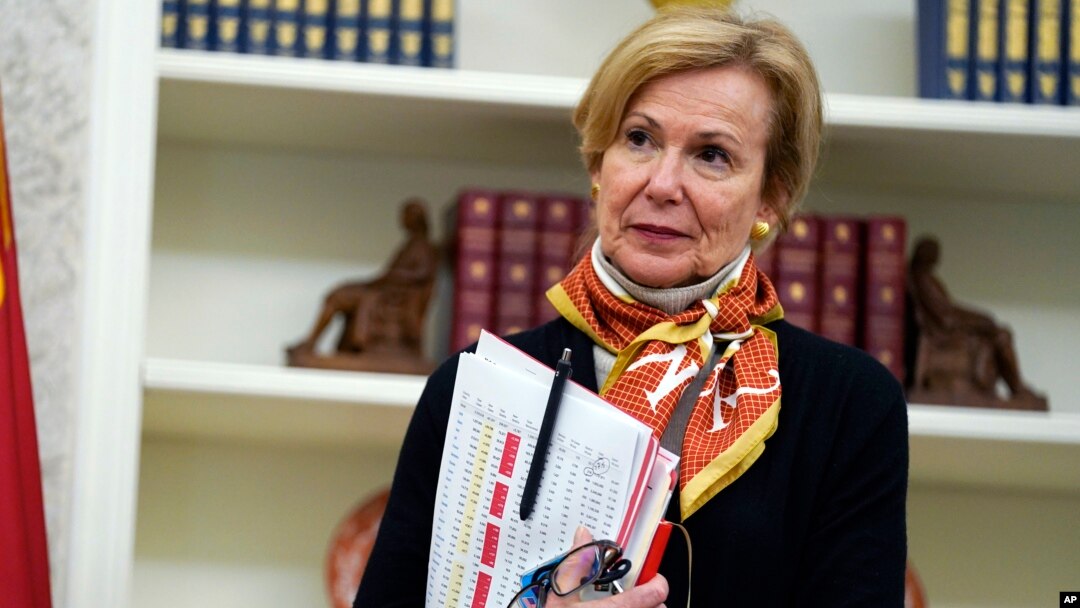 Debra Birks na proslavi Međunarodnog dana boničarki u Ovalnoj kancelariji u Beloj kući, 6 maj 2020. (Foto: AP)