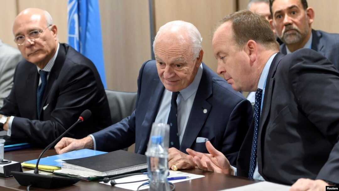 UN Special Envoy of the Secretary-General for Syria Staffan de Mistura, attends a meeting of Intra Syria peace talks with Syrian government delegation at the European headquarters of the United Nations in Geneva, March 1, 2017. 