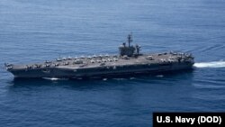 The aircraft carrier USS Carl Vinson (CVN 70) transits the Indian Ocean, April 15, 2017.