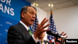 Spika wa bunge la Marekani, John Boehner kutoka Republican akizungumza na wajumbe wenzake kuchukua hatua rahisi ili kuepuka kufungwa ofisi za serikali 
