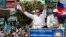FILE - In this June 2, 2017, file photo, opposition party Cambodia National Rescue Party (CNRP) leader Kem Sokha greets his supporters at a rally in Phnom Penh, Cambodia. 