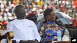 Le président George Weah lors de sa prestation de serment à Monrovia, capitale du Liberia, le 22 janvier 2018. (AP Photo/Abbas Dulleh)