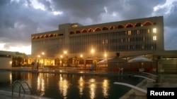 FILE - A general view of the Dar al Salam, a five-star hotel being used by members of the House of Representatives, in Tobruk, Sept. 28, 2014. 