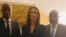 Sophie Wilmes, Premier ministre ya Belgique (C) na Martin Fayulu mpe Adolphe Muzito na Kinshasa, RDC, 7 février 2020. (Twitter/Coalition Lamuka)