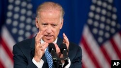 Vice President Joe Biden, speaks about the U.S. policy toward the Asia-Pacific region at an event hosted by the Center for American Progress, in Washington, Jul. 18, 2013.