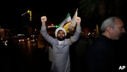 FILE—An Iranian cleric chants slogans while attending an anti-Israeli gathering at the Felestin (Palestine) Square in Tehran, Iran, early Sunday, April 14, 2024. Iran launched its first direct military attack against Israel Saturday.