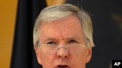 Ryan Crocker, the U.S. Ambassador to Afghanistan, speaks to journalists in Kabul, Afghanistan, September 22, 2011.