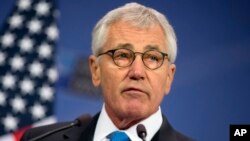 FILE - Former US Secretary of Defense Chuck Hagel. 