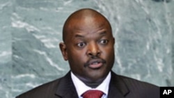 Pierre Nkurunziza, président burundais dont un haut gradé de l'armée a annoncé la destitution mercredi.