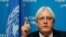 UN envoy Martin Griffiths attends a news conference ahead of Yemen talks at the United Nations in Geneva, Switzerland Sept. 5, 2018. 
