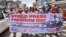 FILE - Journalists and activists march during World Press Freedom Day, May 3, 2018, in Nakuru, Kenya. 