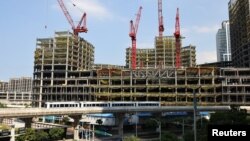 A high-rise building under construction is seen in Taipei, Taiwan, Sept. 22, 2021.