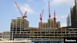 A high-rise building under construction is seen in Taipei, Taiwan, Sept. 22, 2021.