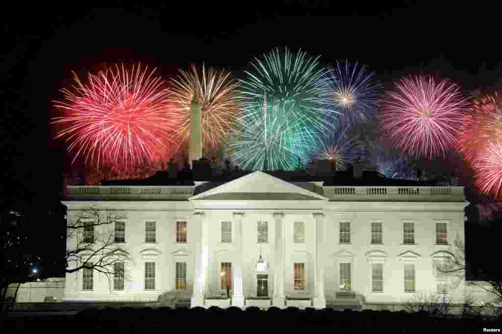 Fireworks are seen above the White House after the inauguration of Joe Biden as the 46th president of the United States in Washington, Jan. 20, 2021.