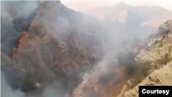 تصویری از آتش‌سوزی در کوه نارک در استان کهگیلویه و بویراحمد