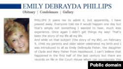 Emily Phillips' obituary, as it appeared online in the Florida Times-Union newspaper. 