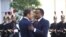 FILE: In a reverse of today's ceremony in Brazzaville, French President Emmanuel Macron (L) welcomes Republic of the Congo's President Denis Sassou Nguesso at the Elysee Palace in Paris. Taken Sept. 3, 2019