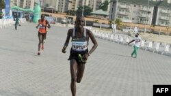 Abraham Kiptum lors d'un marathon à Lagos, Nigeria, le 11 février 2017