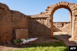 This photo shows a stone arch at the archaeological site of Nimrud, south of Mosul, Iraq, Jan. 3, 2025.