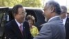 UN Secretary General Ban Ki-moon, left, is greeted by East Timorese Prime Minister Xanana Gusmao prior to their meeting in Dili, East Timor, August 15, 2012.