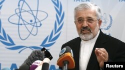 Iran's International Atomic Energy Agency ambassador Ali Asghar Soltanieh addresses a news conference during a meeting at the United Nations headquarters in Vienna, June 6, 2012.