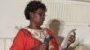Teccla Hove delivers a keynote speech at her late husband memorial in Harare on Saturday.