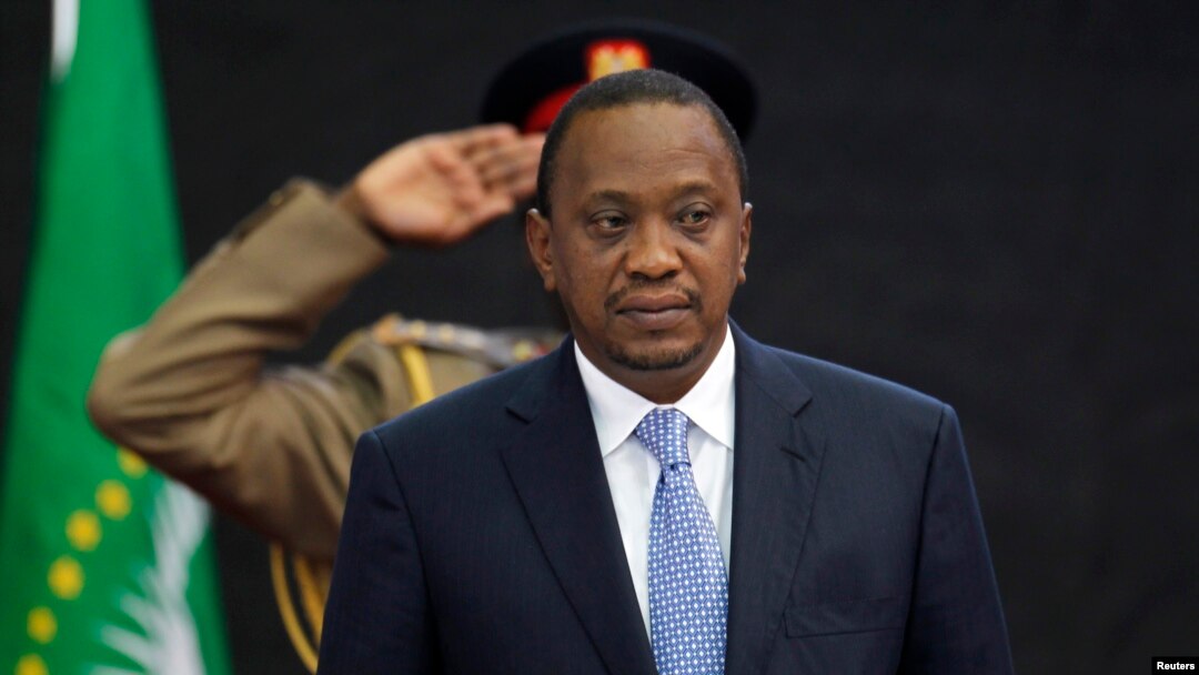 Perezida wa Kenya, Uhuru Kenyatta ari mu nama y'iterabwoba taliki ya 2 y'ukwezi kwa cyenda 2014.