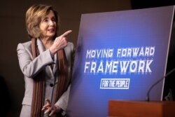House Speaker Nancy Pelosi of Calif., gestures during a news conference unveiling House Democrats' new infrastructure framework, Jan. 29, 2020, on Capitol Hill in Washington.