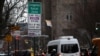 Vehicles pass a sign on 9th Avenue announcing New York City's congestion pricing program in effect charging drivers for entering the central business district in Manhattan below 60th street in New York City, Jan. 6, 2025. 