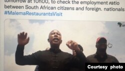 Economic Freedom Fighters leader Julius Malema expected to visit restaurants in Midrand, South Africa. (Courtesy Photo: EFF/Twitter)