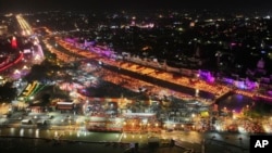 A record 2.51 million earthen oil lamps are lit along the Saryu River during celebrations on the eve of Diwali, creating a new Guinness World Record in Ayodhya, India, on Oct. 30, 2024.