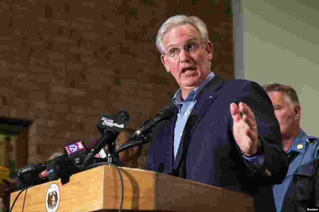 Missouri Governor Jay Nixon declares a state of emergency and curfew in response to looting the previous night in Ferguson, Aug. 16, 2014.