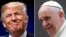 A combination of file photos shows Donald Trump (L) speaking at a campaign event in Charlotte, North Carolina, July 26, 2016, and Pope Francis looking on during his Wednesday general audience at Saint Peter's Square, March 19, 2014. 