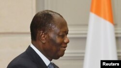 Le président ivoirien Alassane Ouattara à l'Élysée, France, le 11 juin 2017.