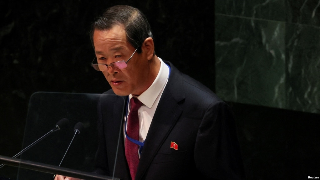 朝鲜常驻联合国代表金星。（资料照：2022年6月8日）(photo:VOA)