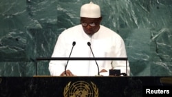 FILE: President of The Gambia Adama Barrow addresses the 77th Session of the United Nations General Assembly at U.N. Headquarters in New York City, U.S., September 22, 2022.