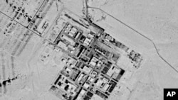 This Sept. 29, 1971, spy satellite photo later declassified by the U.S. government shows what now is known as the Shimon Peres Negev Nuclear Research Center near Dimona, Israel. 