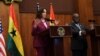 Ghana's President Nana Akufo-Addo and U.S. Vice President Kamala Harris address the press