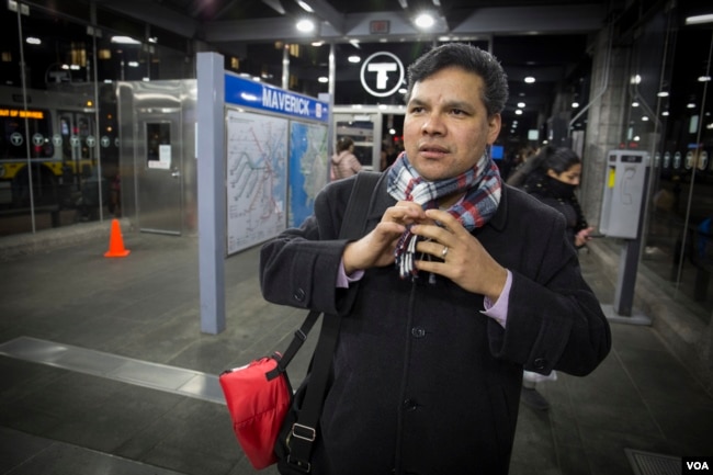 José Palma, a TPS recipient from El Salvador, coordinates the state’s TPS Committee. He says there are a lot of welcoming messages in Massachusetts, but feels the state “falls short on action” for its undocumented population. (R. Taylor/VOA)