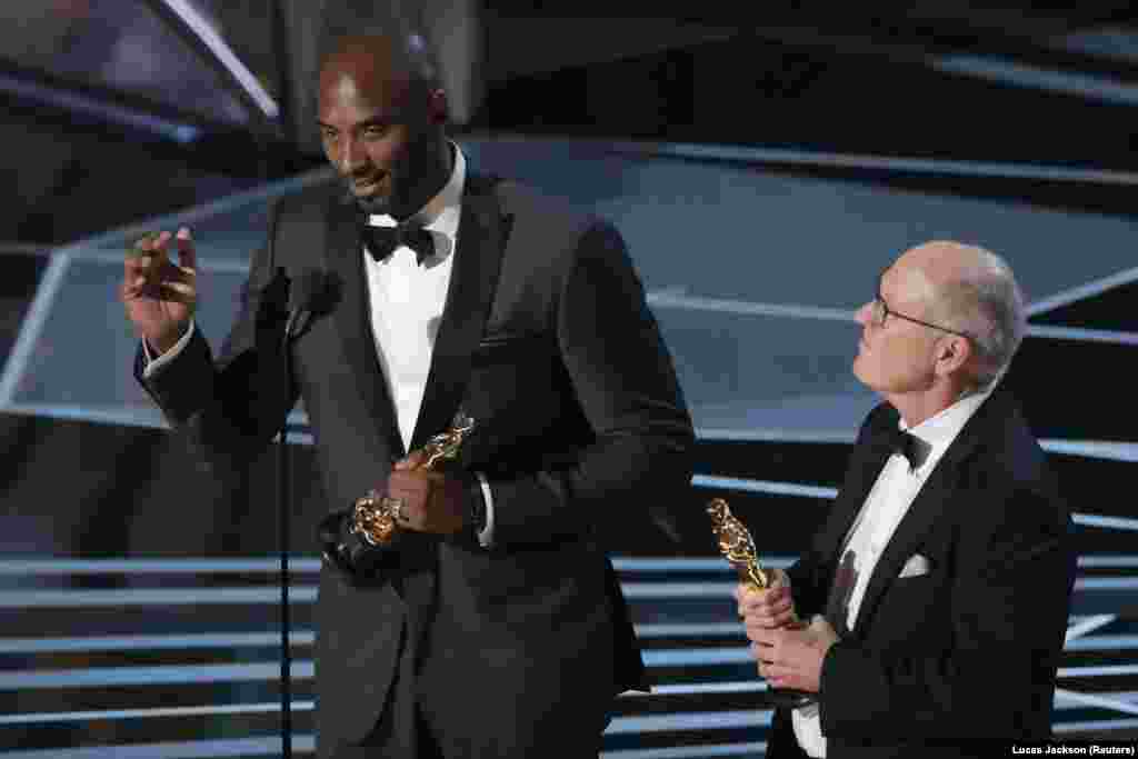 Kobe Bryant ganhou o Oscar para Melhor Curta Metragem com o filme &quot;Dear Basketball&quot; a 4 de Março de 2018. &nbsp;​REUTERS/Lucas Jackson