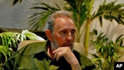 This handout picture, released by Cubadebate on 26 Jul 2010, shows Cuban leader Fidel Castro during a ceremony to pay homage to national hero Jose Marti at the Jose Marti Memorial in Havana