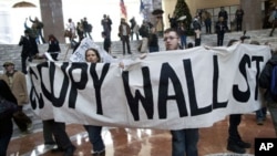 Occupy Wall Street protesters at Three World Financial Center in New York, Dec. 12, 2011.