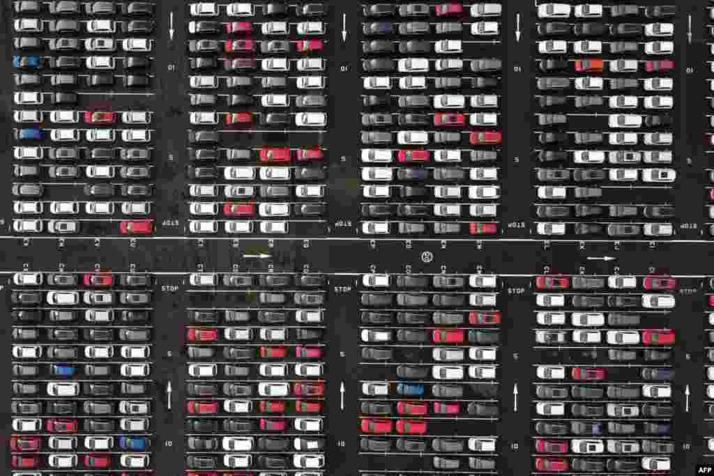 This image from above shows lines of new Honda cars parked up at the Royal Portbury Dock in Avonmouth, near Bristol in southwest England. The absence of a Brexit deal would change trade between Britain and the European Union.