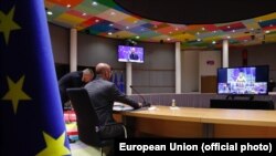Mr Charles MICHEL, President of the European Council. Video conference of the members of the European Council Roundtable (19/11/20)